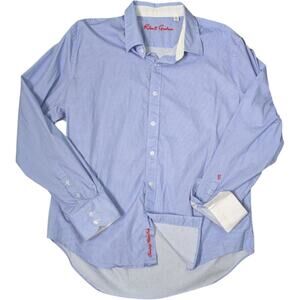 Robert Graham Shirt 2XL Gingham Dragonfly Button Front Blue Mens Statement